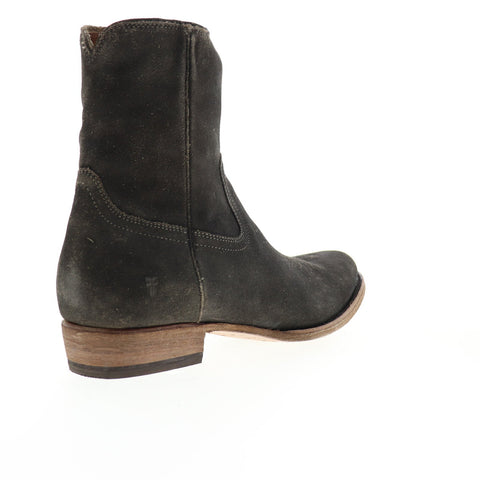 Frye Austin Inside Zip 80079 Mens Black Gray Suede Zipper Western Boots Shoes