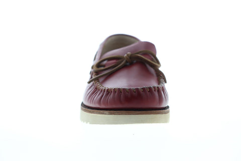 Frye Nathan Tie 80106 Mens Red Leather Casual Lace Up Boat Shoes