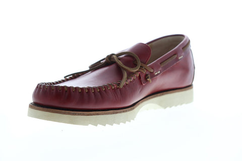 Frye Nathan Tie 80106 Mens Red Leather Casual Lace Up Boat Shoes