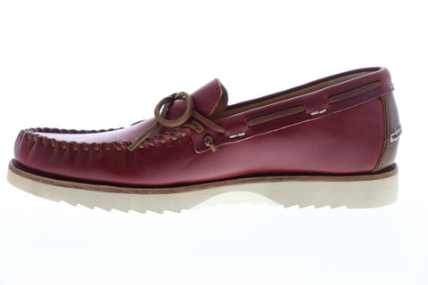 Frye Nathan Tie 80106 Mens Red Leather Casual Lace Up Boat Shoes