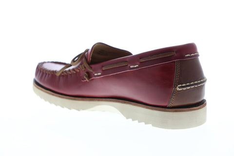 Frye Nathan Tie 80106 Mens Red Leather Casual Lace Up Boat Shoes