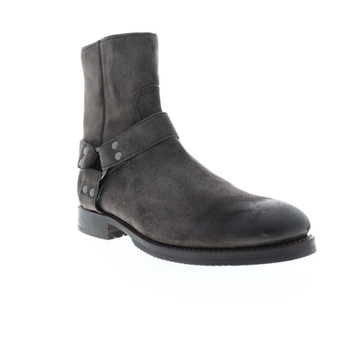 Frye Nelson Harness 80276 Mens Gray Suede Zipper Casual Dress Boots Shoes