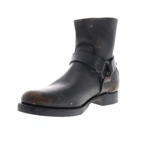 Frye John Addison Harness Back Zip 80357 Mens Black Casual Dress Boots Shoes