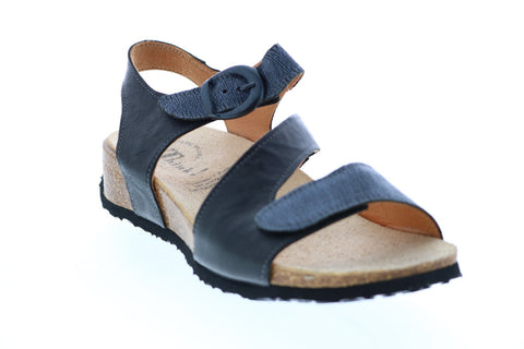 Think Mizzi 10 80359-09 Womens Black Leather Slides Sandals Shoes