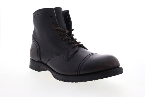 Frye Logan Cap Toe 80360 Mens Black Leather Lace Up Casual Dress Boots Shoes