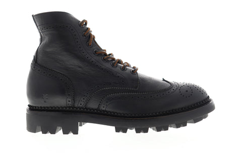 Frye Tanker Lace Up 80377 Mens Black Leather High Top Wingtip Casual Dress Boots