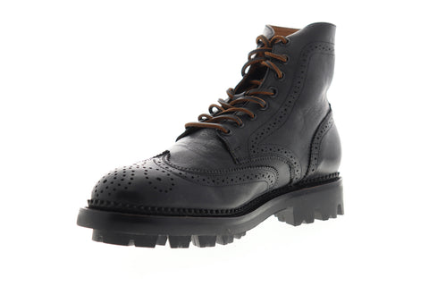 Frye Tanker Lace Up 80377 Mens Black Leather High Top Wingtip Casual Dress Boots