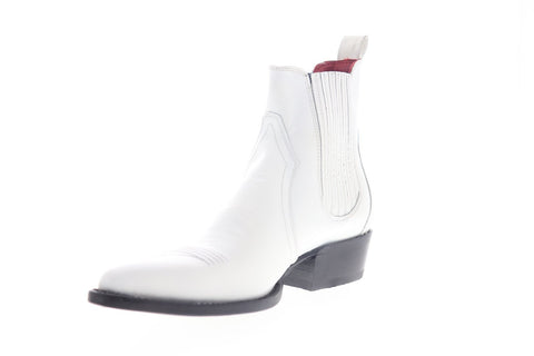 Frye Western Chelsea 80453 Mens White Leather Slip On Chelsea Boots Shoes