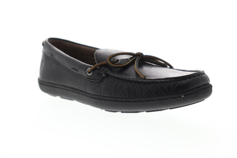 Frye Hugh Tie Mens Black Leather Casual Dress Lace Up Boat Shoes