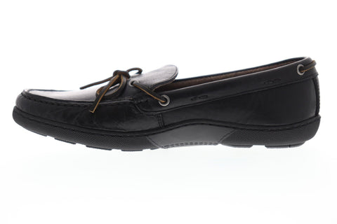 Frye Hugh Tie Mens Black Leather Casual Dress Lace Up Boat Shoes