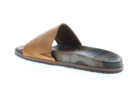 Frye Evan Slide 80511 Mens Brown Leather Slip On Slides Sandals Shoes