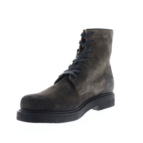 Frye Johnny Combat 80572 Mens Gray Suede Lace Up Casual Dress Boots Shoes