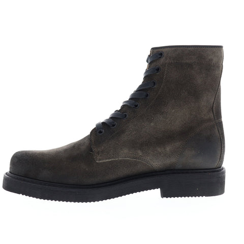 Frye Johnny Combat 80572 Mens Gray Suede Lace Up Casual Dress Boots Shoes