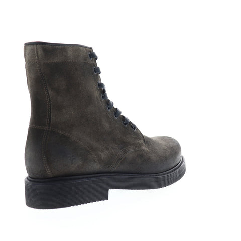 Frye Johnny Combat 80572 Mens Gray Suede Lace Up Casual Dress Boots Shoes