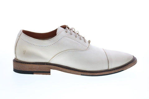 Frye Paul Bal Oxford 80750 Mens White Leather Lace Up Oxfords & Lace Ups Cap Toe Shoes