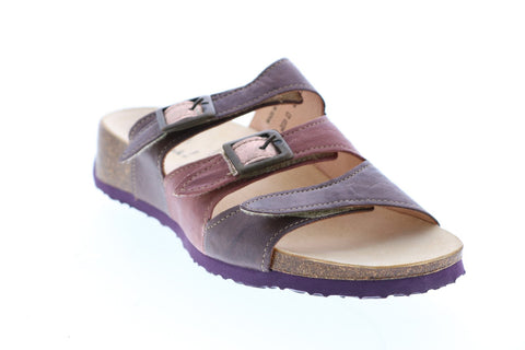 Think Mizzi 80759-31 Womens Pink Leather Slip On Slides Sandals Shoes