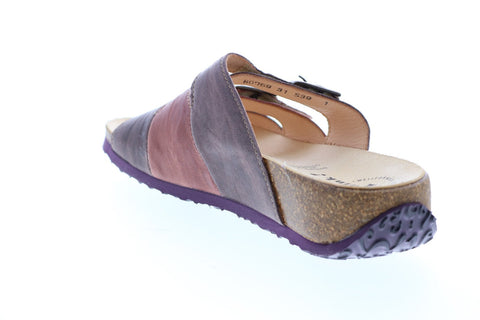 Think Mizzi 80759-31 Womens Pink Leather Slip On Slides Sandals Shoes