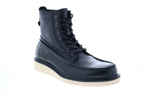 Frye Hyland Moc 80913 Mens Black Leather Lace Up Casual Dress Boots