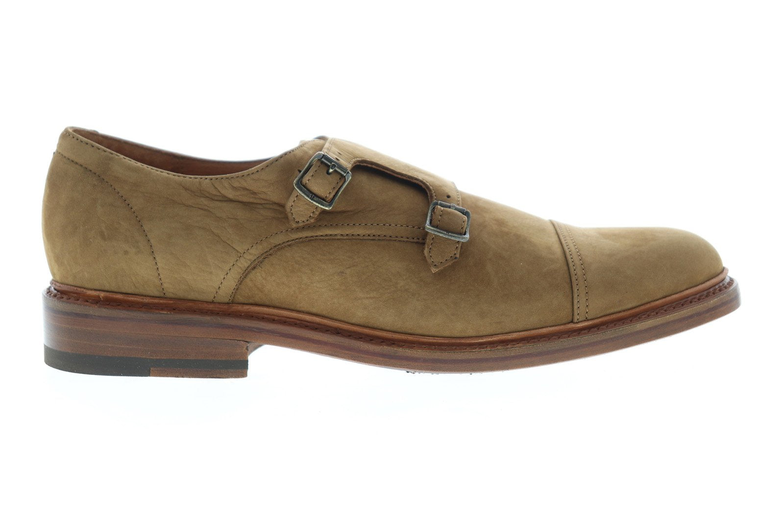 FRYE AND CO. Brown Leather Double Monk Strap Oxfords Frye Mens James Double Monk Leather Oxford, SHOE BROWN SZ 9  main image 2