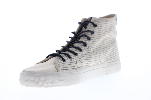 Frye Ludlow Canvas Mens White Canvas High Top Lace Up Sneakers Shoes