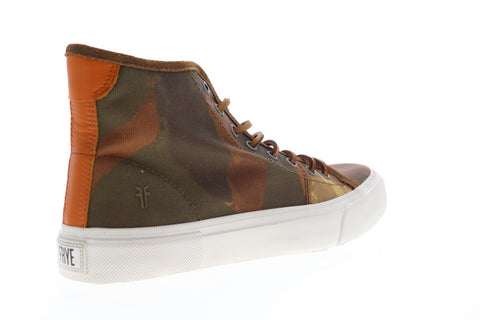 Frye Ludlow High 81490 Mens Brown Canvas Lace Up High Top Sneakers Shoes
