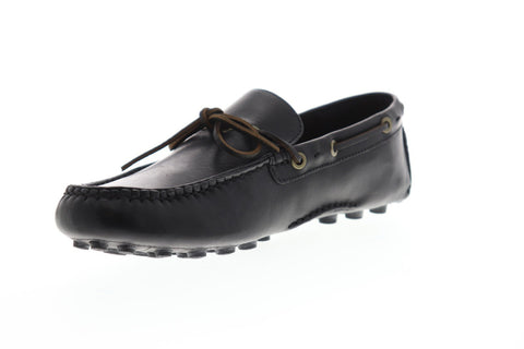 Frye Russel Tie Mens Black Leather Casual Dress Slip On Loafers Shoes