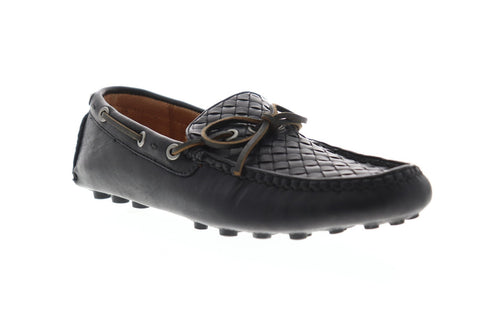 Frye Russel Woven Mens Black Leather Casual Dress Slip On Loafers Shoes