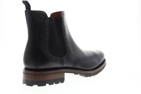 Frye George Lug Brogue 84126 Mens Black Leather Slip On Chelsea Boots Shoes