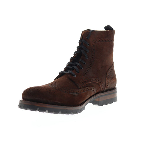 Frye George Lug Brogue Lace Up Mens Brown Suede Casual Dress Boots Shoes