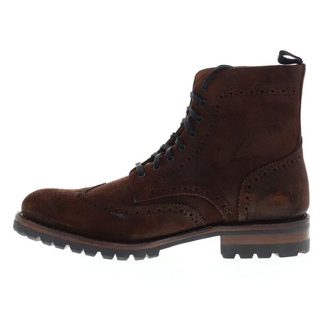 Frye George Lug Brogue Lace Up Mens Brown Suede Casual Dress Boots Shoes