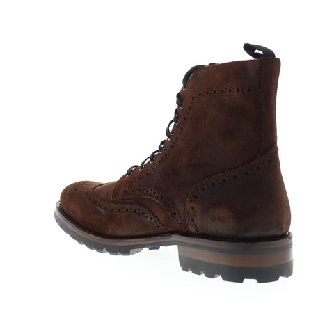 Frye George Lug Brogue Lace Up Mens Brown Suede Casual Dress Boots Shoes