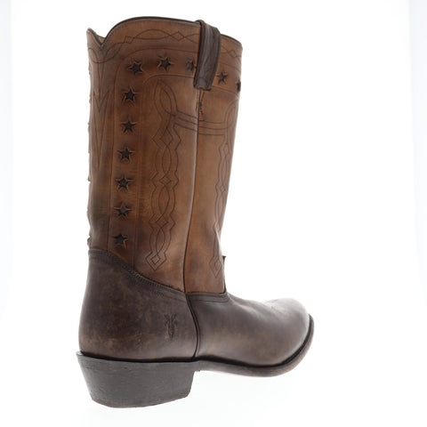 Frye Wyatt Americana Mens Brown Leather Western Slip On Boots Shoes