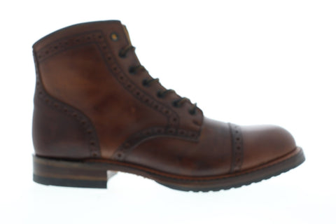 Frye Logan Brogue Cap Toe 87848 Mens Brown Leather Casual Dress Boots Shoes