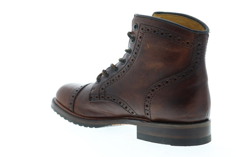 Frye Logan Brogue Cap Toe 87848 Mens Brown Leather Casual Dress Boots Shoes