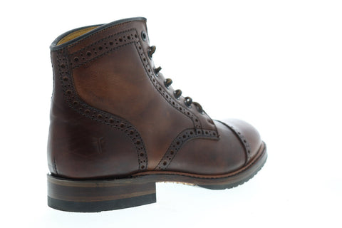 Frye Logan Brogue Cap Toe 87848 Mens Brown Leather Casual Dress Boots Shoes