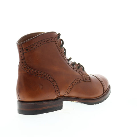 Frye Logan Brogue Cap Toe 87848 Mens Brown Leather Casual Dress Boots Shoes