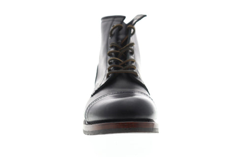 Frye Logan Cap Toe Mens Black Leather Work Lace Up Boots Shoes