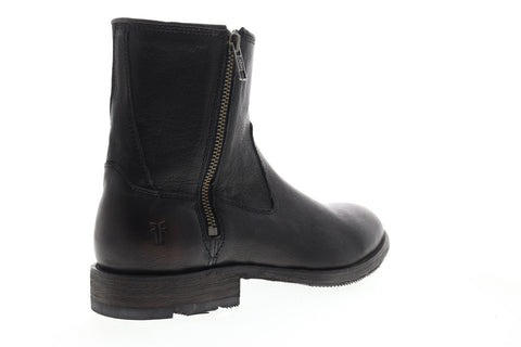 Frye Ethan Double Zip 88114 Mens Black Leather Zipper Casual Dress Boots Shoes