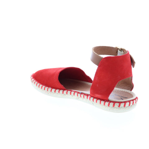 Miz Mooz Cleo Womens Red Suede Hook & Loop Strap Sandals Shoes