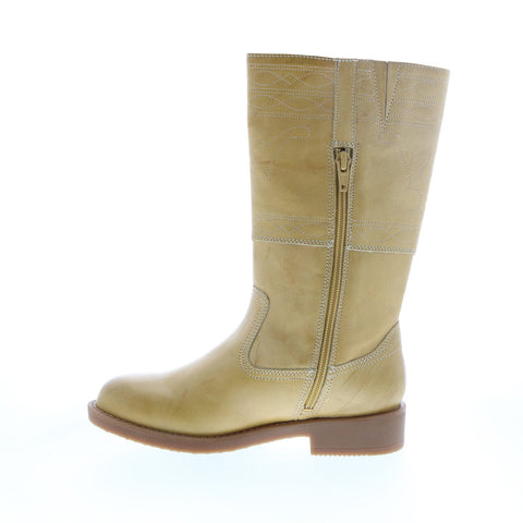 Frye Campus Stitching Horse 96601 Little Kids Beige Leather Knee High Boots