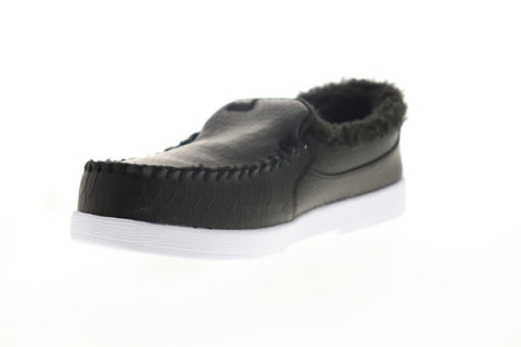 DC Villain WNT ADYP100001 Mens Black Leather Slip On Athletic Skate Shoes