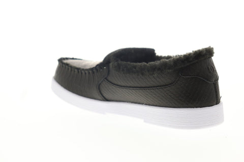 DC Villain WNT ADYP100001 Mens Black Leather Slip On Athletic Skate Shoes
