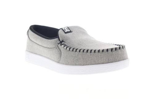 DC Villain TX SE ADYS100200 Mens Gray Canvas Slip On Athletic Skate Shoes