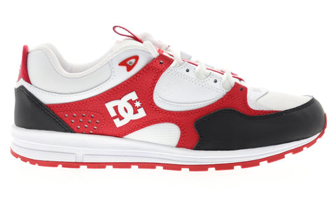 dc kalis lite adys100291 mens white red leather lace up athletic skate shoes