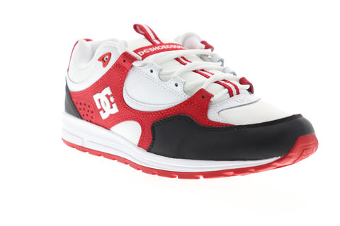 dc kalis lite adys100291 mens white red leather lace up athletic skate shoes