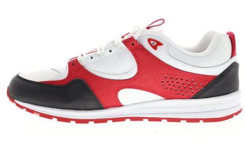 dc kalis lite adys100291 mens white red leather lace up athletic skate shoes