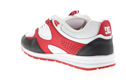 dc kalis lite adys100291 mens white red leather lace up athletic skate shoes