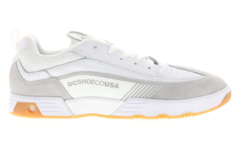 dc legacy 98 slim se adys100447 mens white suede athletic skate shoes