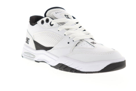 DC Maswell ADYS100473 Mens White Leather Lace Up Athletic Skate Shoes