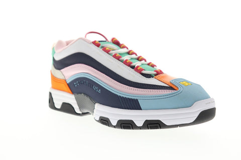 DC Legacy Og ADYS100476 Mens Blue Leather Lace Up Athletic Skate Shoes